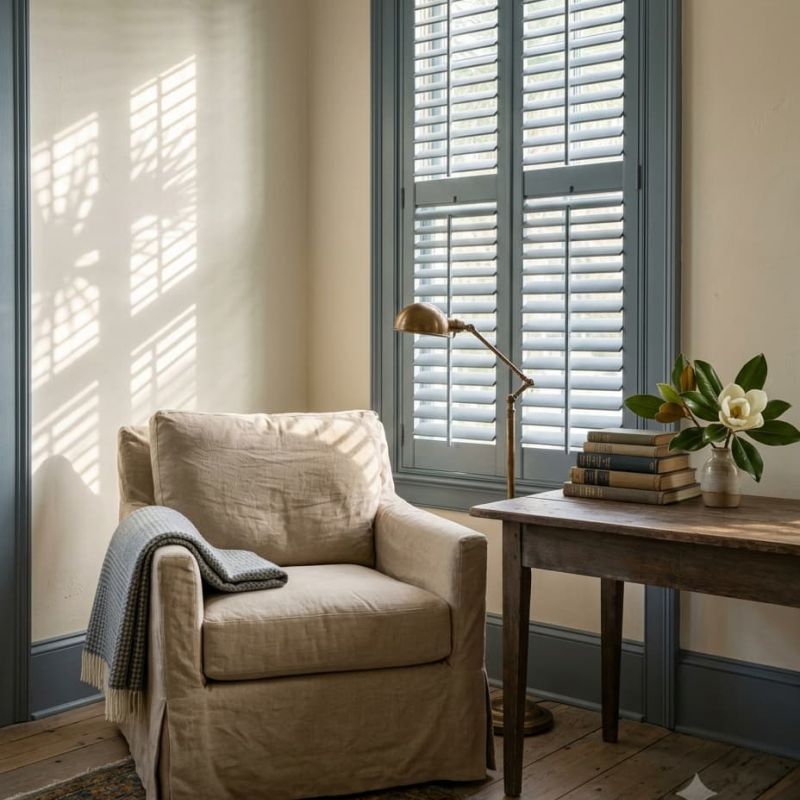 Wooden window shutters and door detail