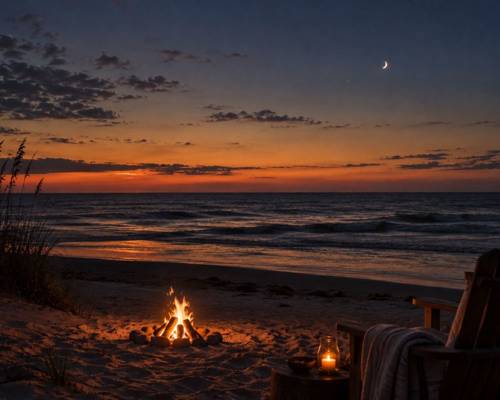 Southline Collection signature bonfire at dusk