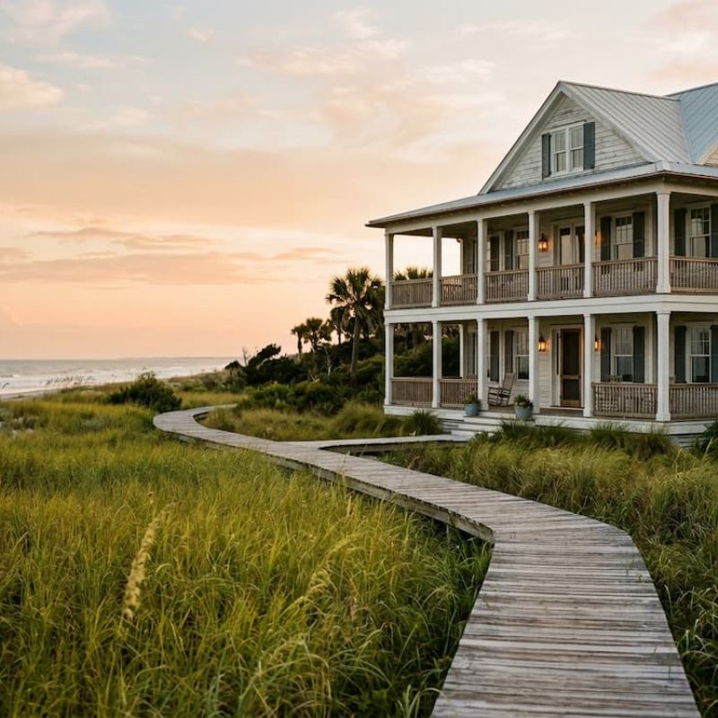 Coastal property with boardwalk entrance