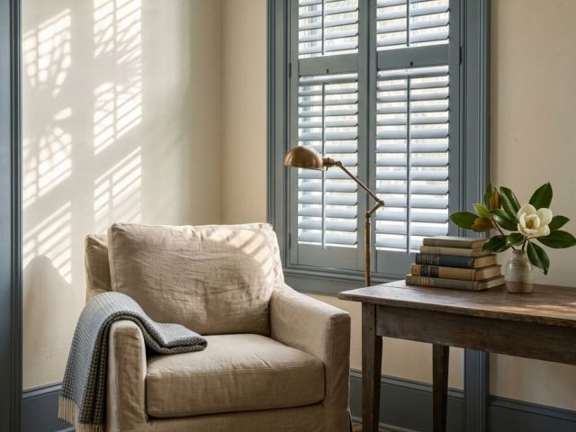 Wooden window shutters and door detail
